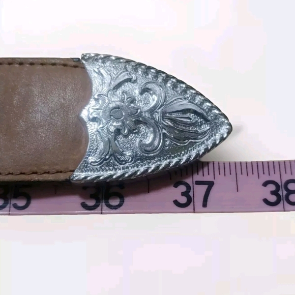 Nocona Hair On Hide Leather Belt  Conchos Rhinestone Bling Brown Woman M Western